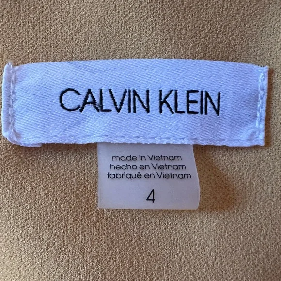 Calvin Klein Mustard Yellow Sheath Dress Size 4 | Flutter Sleeve - Picture 7 of 9